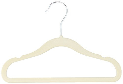 AmazonBasics Kids Velvet Hangers - 30 Pack, Beige