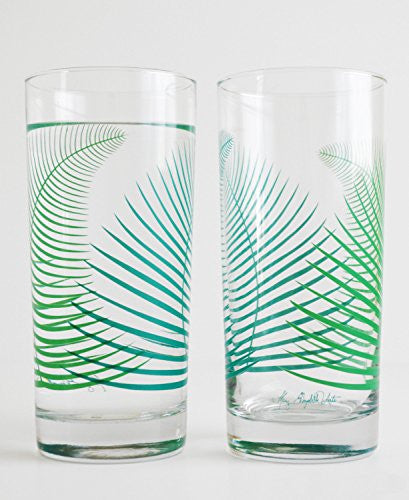 Summer Green Ferns Glassware - Set of 2 Everyday Drinking Glasses