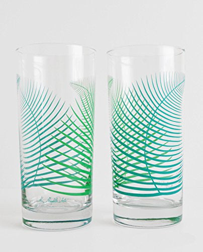 Summer Green Ferns Glassware - Set of 2 Everyday Drinking Glasses