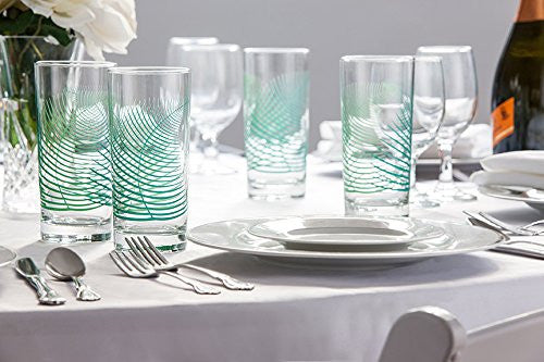 Summer Green Ferns Glassware - Set of 2 Everyday Drinking Glasses